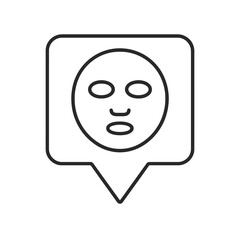 Minimalist line vector of a sheet mask in square pin shape, representing hydration, facial treatment, and self-care routine.