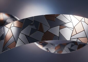 Metallic geometric mosaic ribbon with elegant flow and a balanced color scheme creating a futuristic design showcasing