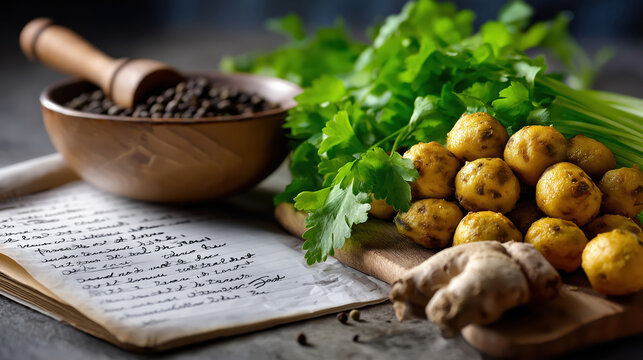 Fresh ingredients and spices for a flavorful culinary creation