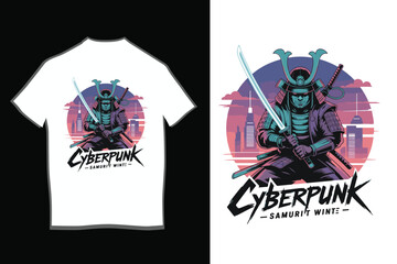 Cyberpunk Samurai Vector T-Shirt Design