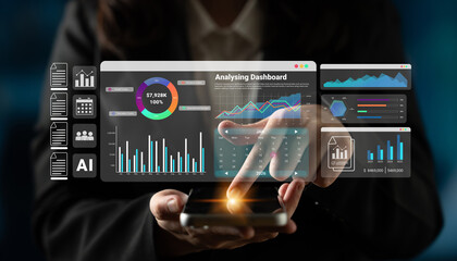 Finance dashboard with charts, calendar, and performance metrics for business cost management and analysis Parse
