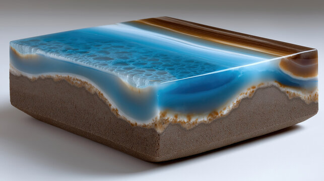 Artistic resin tabletop with striking blue agate design