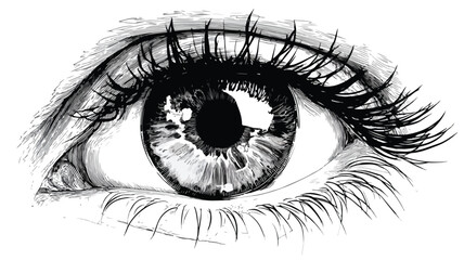 Obraz premium Detailed Black and White Human Eye Vector Illustration with Outline