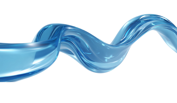 Blue liquid wave abstract form isolated on a transparent background