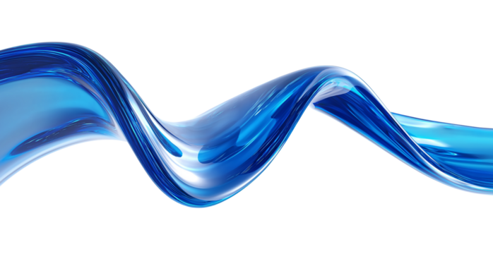 Blue Liquid Wave Flow isolated on a transparent background
