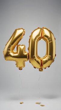 Gold balloon number 40 for birthday or anniversary party