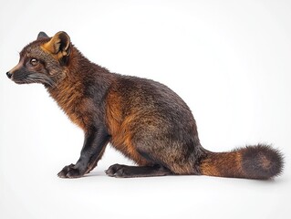 Obraz premium Exotic small, brown fox-like animal with distinctive reddish-brown markings, profile view