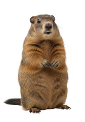 Adorable standing groundhog marmot rodent wildlife animal nature portrait photography image stock photo isolated on transparent background