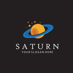 design of planet saturn with stars isolated on black background