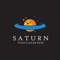 design of planet saturn with stars isolated on black background