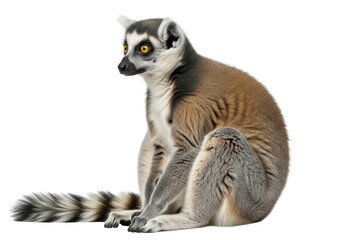 Obraz premium Ring tailed lemur sitting cute animal madagascar wildlife primate mammal fauna zoo exotic madagascar isolated on transparent background