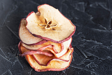 Close-up of round dried apple chips