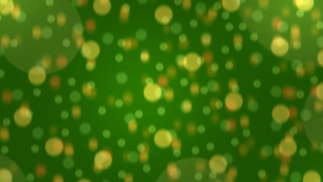 A colorful abstract background featuring blurred light bokeh circles against a green background. The bokeh lights are in colorful, vibrant shades, creating a festive and magical atmosphere - Powered by Adobe