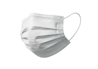 Surgical face mask medical protective equipment white color disposable mask for virus protection health care isolated on transparent background