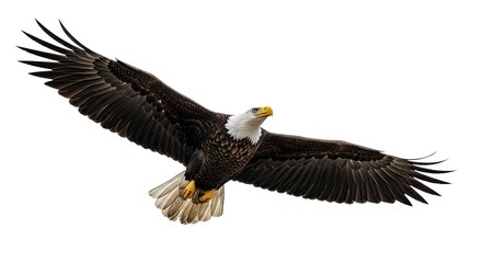 Fototapeta premium Majestic Bald Eagle Soaring Through the Sky