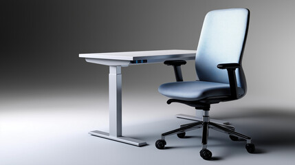 Modern office desk and ergonomic chair setup in minimalist design