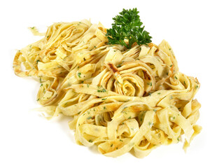 Food - Sliced Pancake with Herbs on white Background