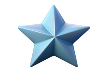 Shiny light blue star icon graphic element illustration render design asset decoration isolated on transparent background