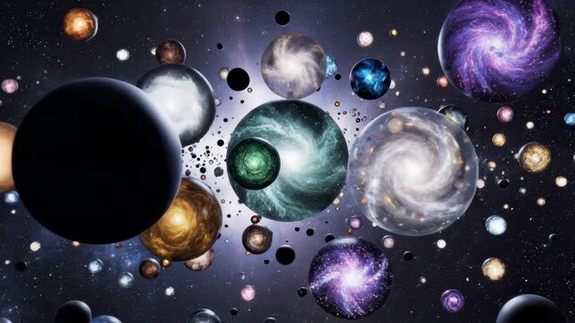 Cosmic Spheres Float in Space Representing Parallel Universes