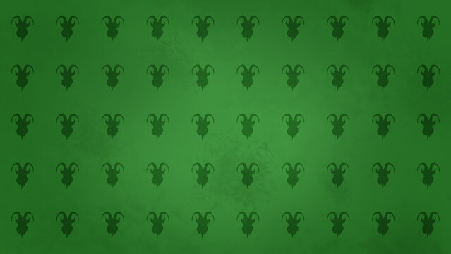 Seamless Repeat Pattern of Krampus Silhouette on Green Grunge Background