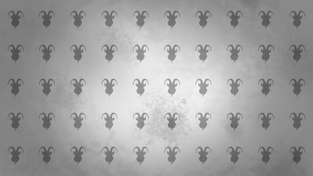 Seamless Repeat Pattern of Krampus Silhouette on Grey Grunge Background