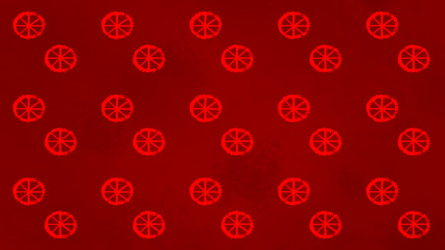Red textured seamless repeat pattern of winter solstice symbol