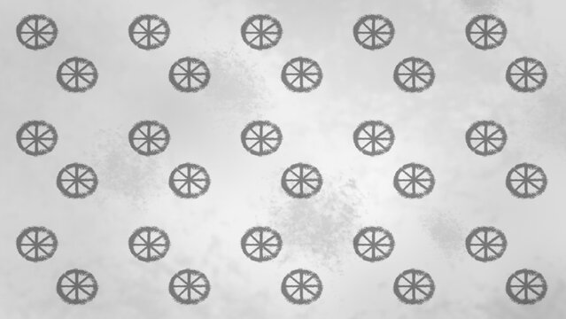 Seamless Repeat Pattern of Winter Solstice Symbols on Grey Frosty Background