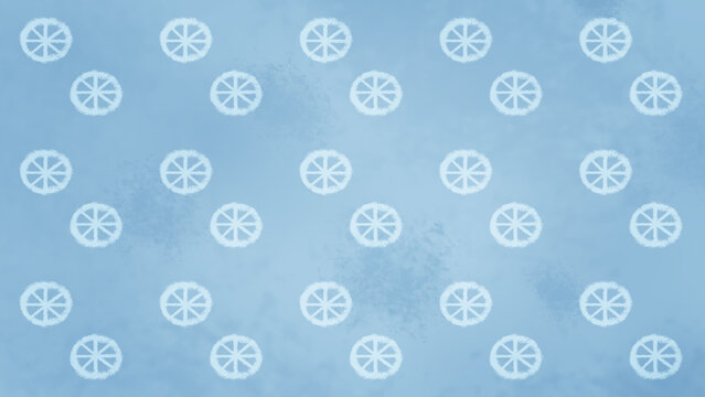 Seamless Repeat Pattern of Winter Solstice Symbols on Blue Frosty Background