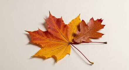 Autumn Leaves Two Different Species on White Background