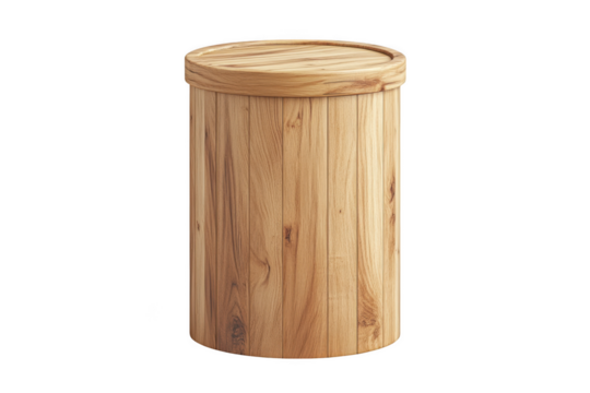 Round wooden side table end table nightstand bedside table made of wood furniture interior design home decor isolated on transparent background - Powered by Adobe
