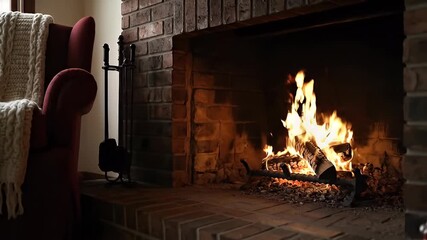 Cozy fireplace scene