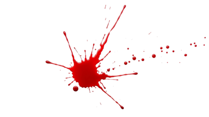 Red Blood Splat on Transparent Background Artistic Blood Splatter Effect
