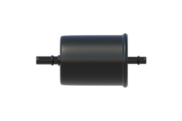 Fototapeta premium Metallic car fuel filter isolated on white background. Auto spare part. Top view. 3d render