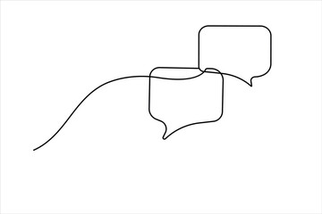 Modern continuous line drawing of message speech bubble icon
