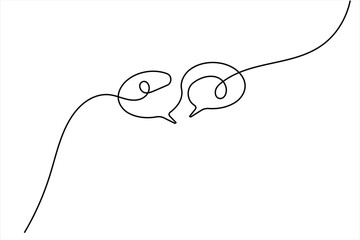 Modern continuous line drawing of message speech bubble icon
