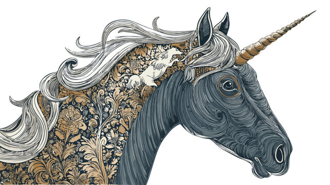 Enchanting Unicorn and Horse Hybrid Illustration for Fantasy Lovers