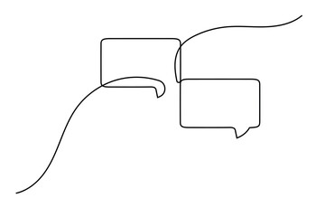Modern continuous line drawing of message speech bubble icon
