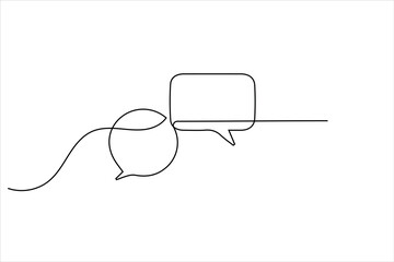 Modern continuous line drawing of message speech bubble icon
