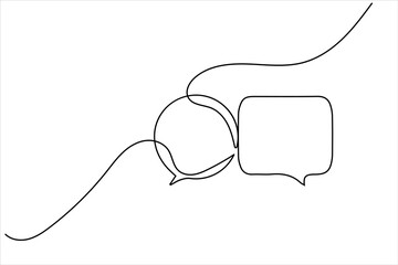 Modern continuous line drawing of message speech bubble icon
