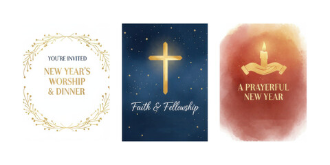 Religious New Year's invitation cards with spiritual themes