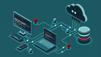 Computer network concept with virus alert and digital technology elements - Powered by Adobe