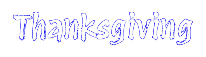 Thanksgiving outlined typography in light purple on white background, minimalist holiday text design for invitations, cards, banners, posters and seasonal graphics.