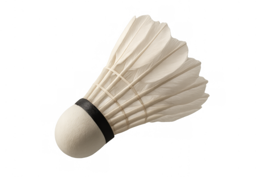 Badminton shuttlecock flying for competitive racket sport, equipment for games and physical activity on transparent background