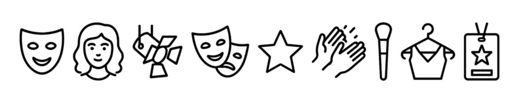 Theater icons: masks, lighting, and stage makeup elements