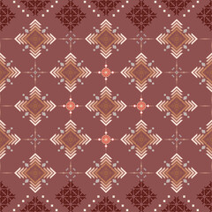 Geometric navajo decorative seamless pattern with beautiful flowers texture designs can be used for backgrounds, motifs, home textile,

