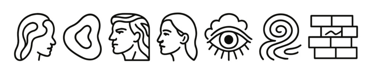 Obraz premium Minimalistic line art icons representing elements and human profiles