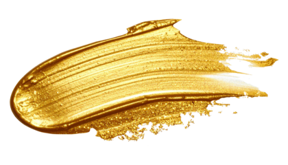 textured abstract metallic golden color with glitter paint stroke isolated on transparent background, png