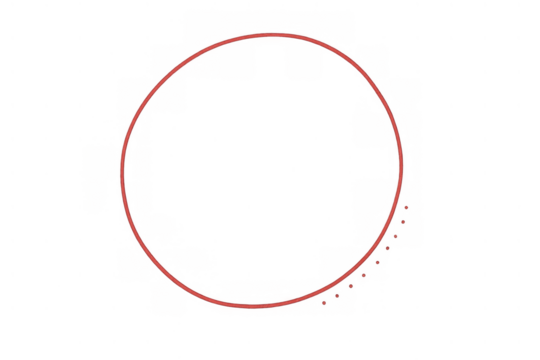 Red circle drawing outline on transparent background, highlighting an area, focus, drawing attention to a subject - Powered by Adobe