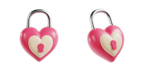 3D Heart Shaped Lock Icon for Valentine's Day