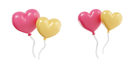 3D Heart Balloons Icon for Wedding or Party